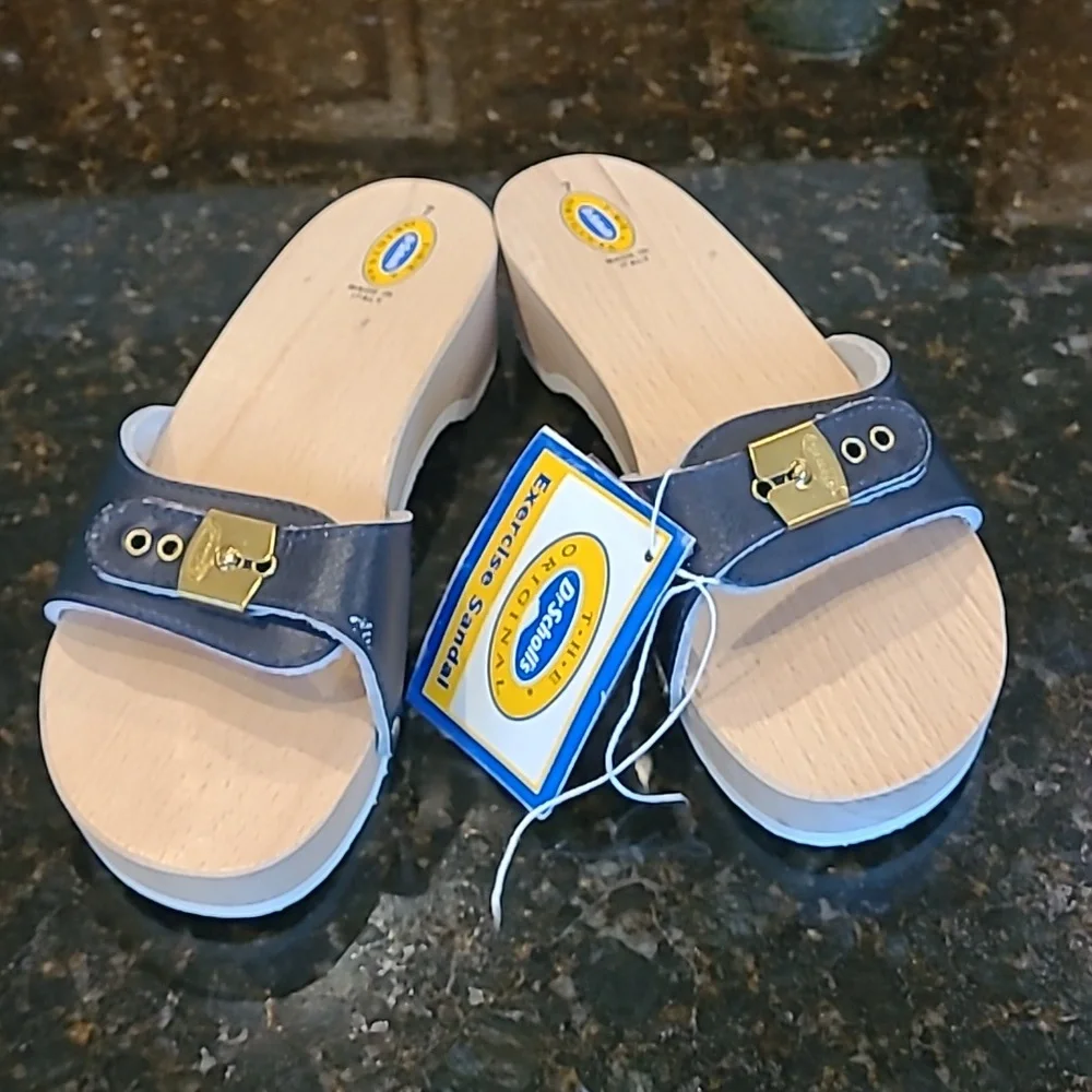 Vintage doctor scholl's exercise sandals 7m Italy Navy Y2k - Picture 8 of 12
